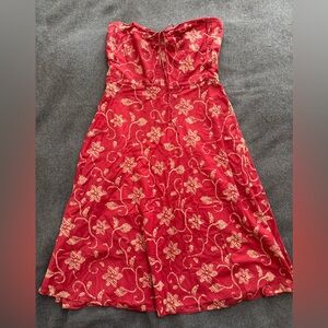 J Crew Red Floral Strapless Dress